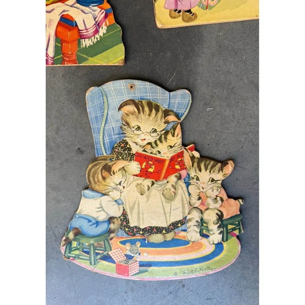 Lot of 3 Vintage Ruth E Newton Nursery Children's Wall Hanging Pressboard Decor‎